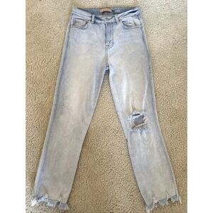 7 For All Mankind Jeans Womens Straight Edie Stretch Distressed Ripped Size 28